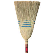 WAREHOUSE CORN BROOM HD W/WOOD HANDLE BL